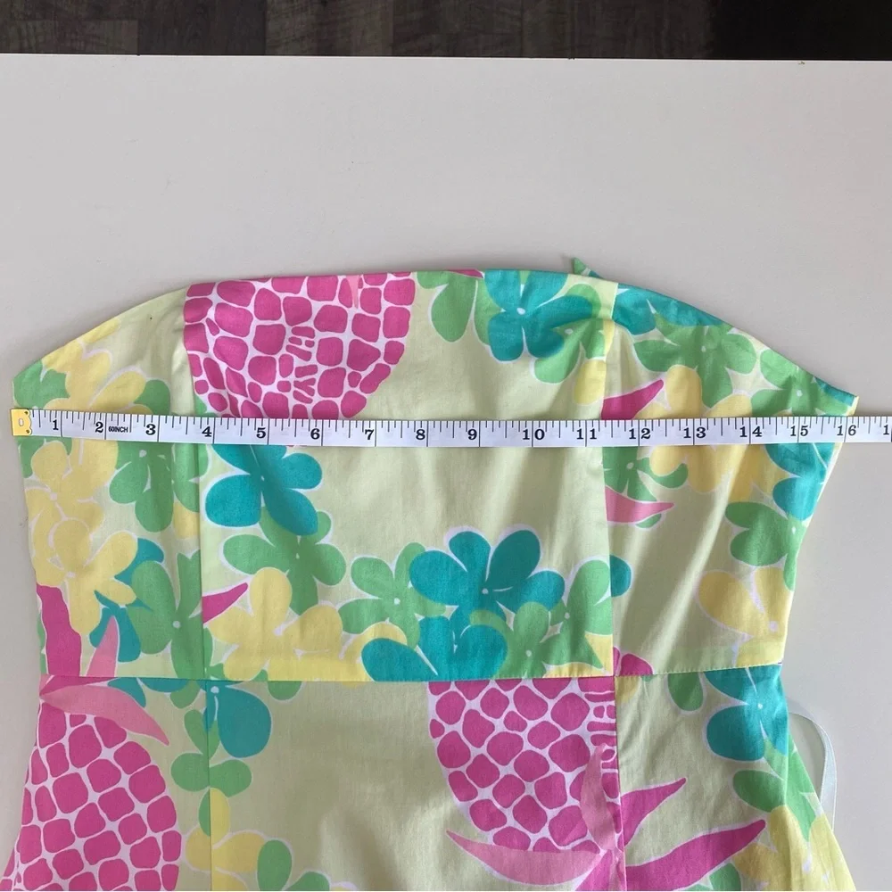 Vintage Lilly Pulitzer Pineapple Tropical Print Strapless Midi Dress 6 - Picture 7 of 8